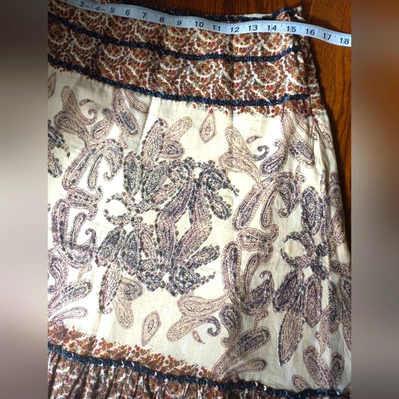Sz 10🎈Vintage Indian Paisley Beaded Cotton Skirt - Picture 5 of 16